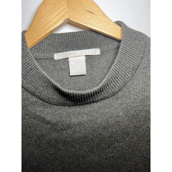 Perry Ellis Silk Wool Mock Neck Sweater Shirt Pullover Top Green Mens Large - Picture 4 of 13